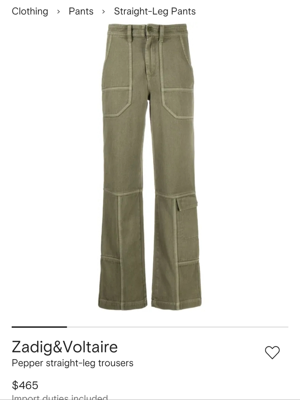 Zadig & Voltaire Olive-Tone Straight-Leg Trousers